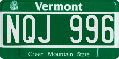VT license plate NQJ996