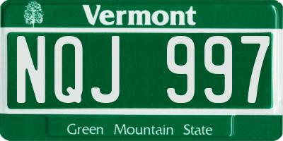 VT license plate NQJ997