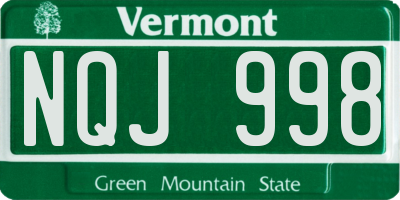 VT license plate NQJ998