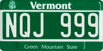 VT license plate NQJ999