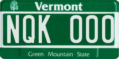 VT license plate NQK000
