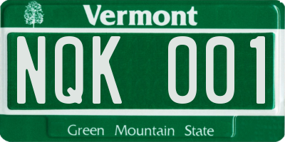 VT license plate NQK001