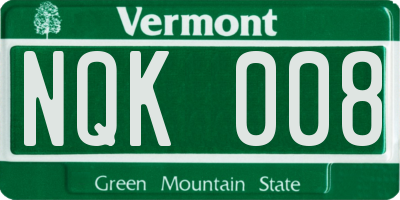 VT license plate NQK008