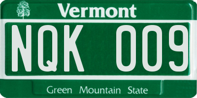 VT license plate NQK009