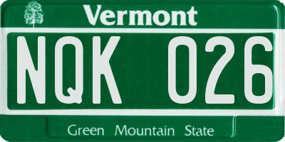 VT license plate NQK026