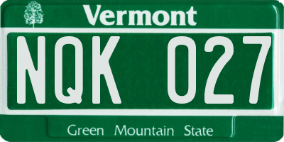 VT license plate NQK027