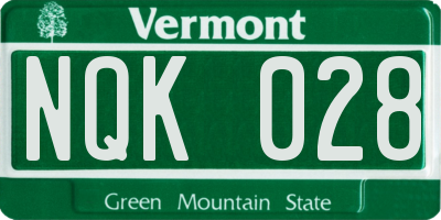 VT license plate NQK028