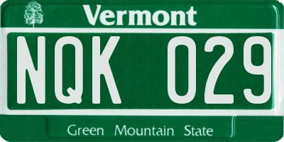VT license plate NQK029