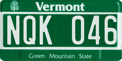 VT license plate NQK046