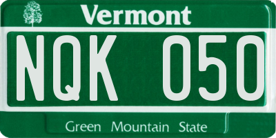 VT license plate NQK050