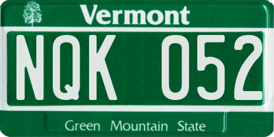 VT license plate NQK052
