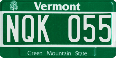 VT license plate NQK055