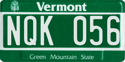 VT license plate NQK056