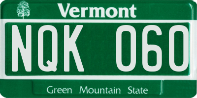 VT license plate NQK060