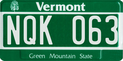 VT license plate NQK063