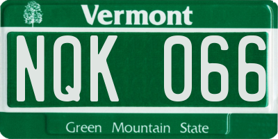 VT license plate NQK066