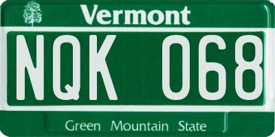 VT license plate NQK068