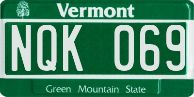 VT license plate NQK069