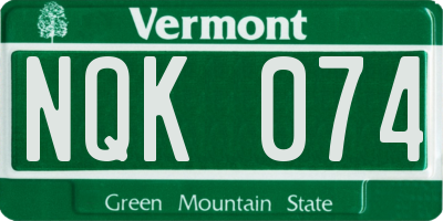VT license plate NQK074