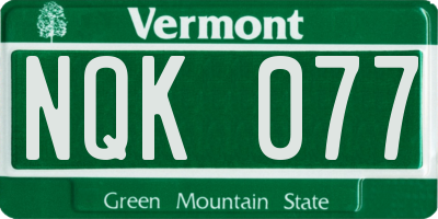VT license plate NQK077