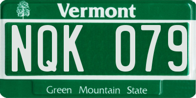 VT license plate NQK079