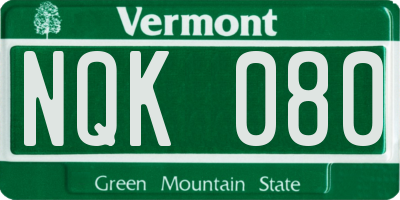 VT license plate NQK080