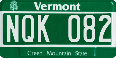 VT license plate NQK082