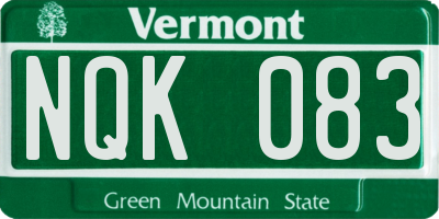 VT license plate NQK083