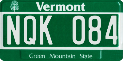 VT license plate NQK084