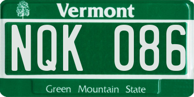 VT license plate NQK086