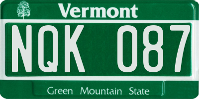 VT license plate NQK087