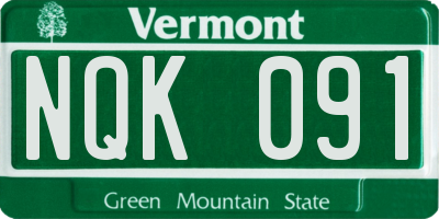 VT license plate NQK091