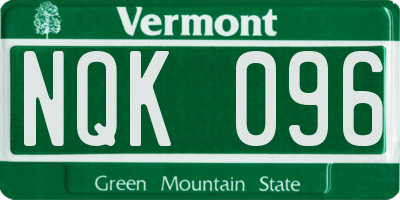 VT license plate NQK096