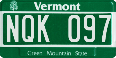 VT license plate NQK097