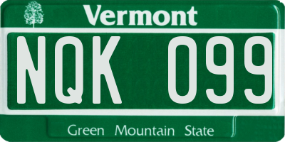 VT license plate NQK099