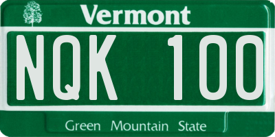 VT license plate NQK100