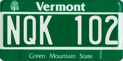 VT license plate NQK102
