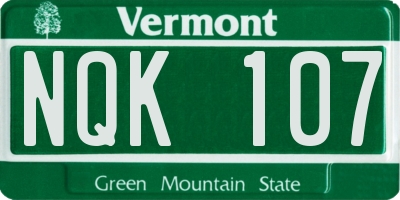 VT license plate NQK107