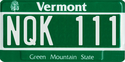 VT license plate NQK111
