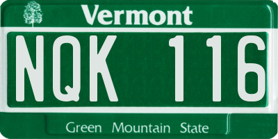 VT license plate NQK116
