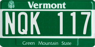 VT license plate NQK117