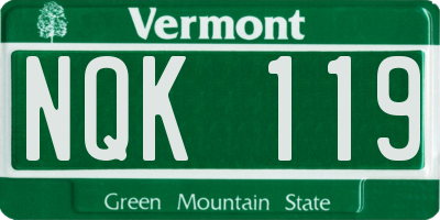 VT license plate NQK119