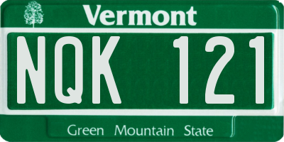 VT license plate NQK121