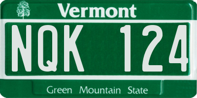 VT license plate NQK124