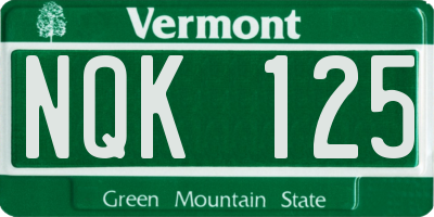 VT license plate NQK125