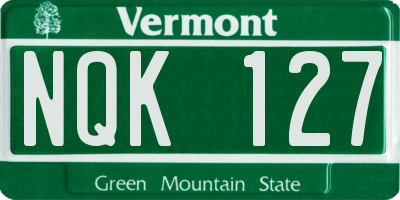 VT license plate NQK127
