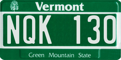 VT license plate NQK130