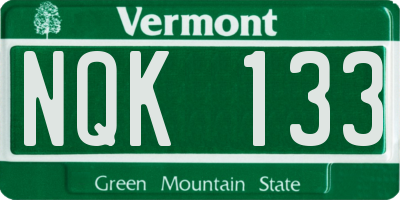 VT license plate NQK133