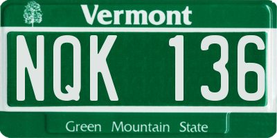 VT license plate NQK136