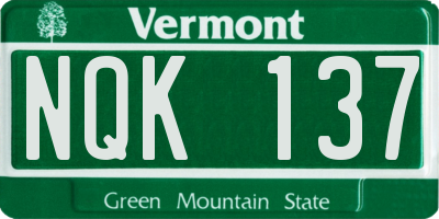 VT license plate NQK137